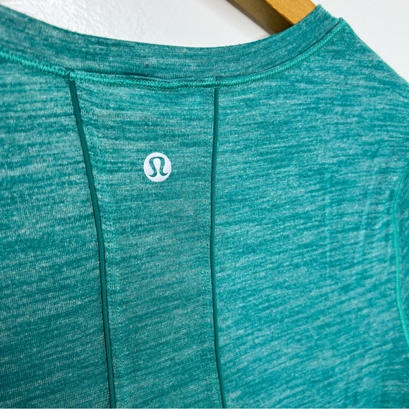 LULULEMON Heathered Teal Green Long Distance Short Sleeve Top - Picture 6 of 6